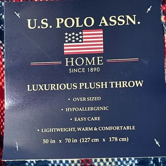 NWT US POLO ASSOC luxurious plush throw, oversized, easy care - Picture 4 of 7